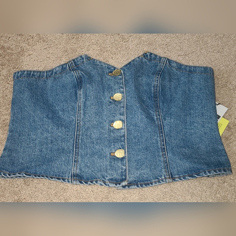 Denim Button-Up Corset Top